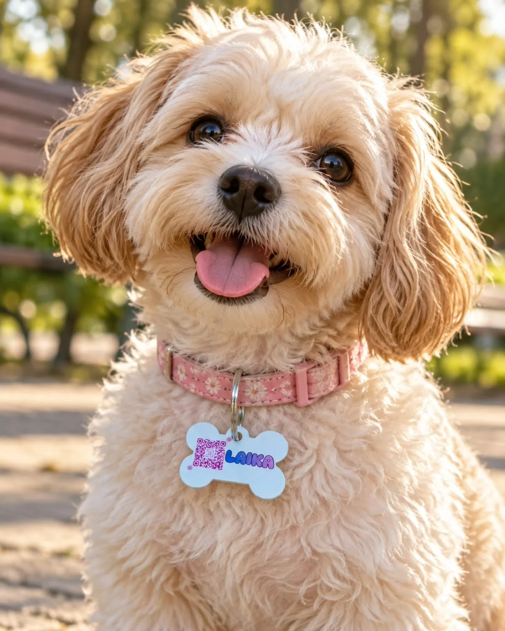 mascota con placa de identificación