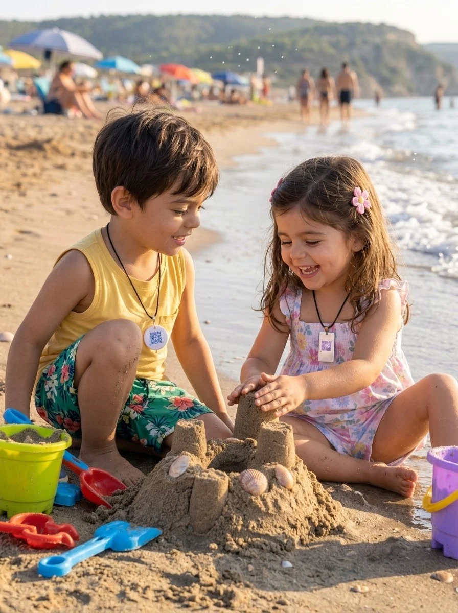 niños jugando en la playa